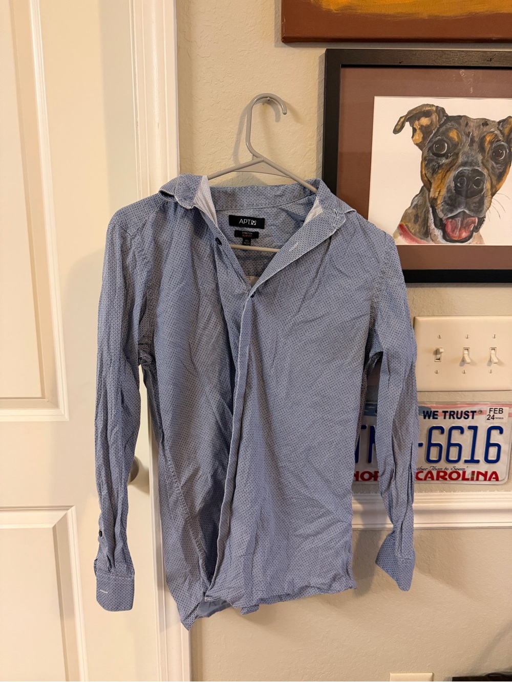 Apt. 9 Blue Microprint Slim-Fit Stretch Button-Up Shirt